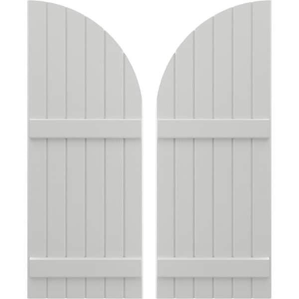 Ekena Millwork Americraft 6-Board (2 Batten) Wood Joined Board-n-Batten Shutters w/ Arch Top, ARW101BQ621X77STH, PR ARW101BQ621X77STH - main